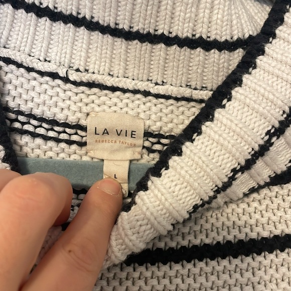 La Vie Rebecca Taylor Striped Knit Sweater, Size Large - Picture 4 of 6